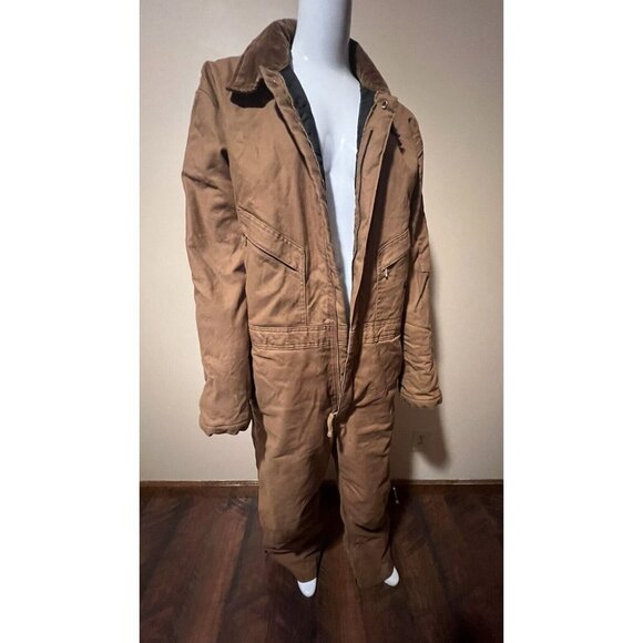Walls Insulated Duck Overalls Men's Size LR GR Enduro Flex Stretch Canvas Brown - Picture 5 of 15